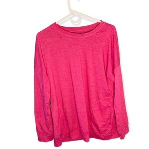 Pink long sleeve tee shirt with pockets